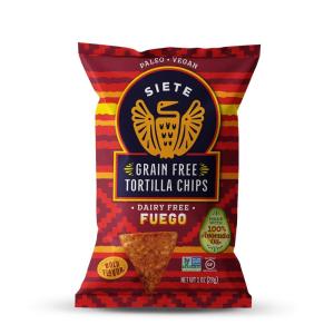Siete Grain Free Tortilla Chips | Gluten Free Chips | Paleo & Vegan Snacks | Non GMO | Sea Salt, 5 Ounce (Pack of 12)(Fuego)