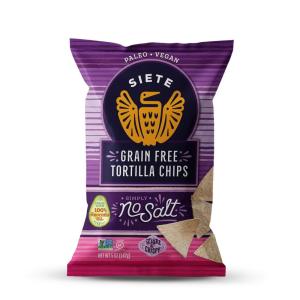 Siete Grain Free Tortilla Chips | Gluten Free Chips | Paleo & Vegan Snacks | Non GMO | Sea Salt, 5 Ounce (Pack of 12)(No Salt)