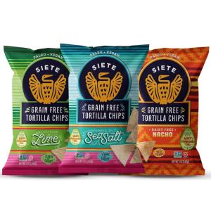 Siete Grain Free Tortilla Chips | Gluten Free Chips | Paleo & Vegan Snacks | Non GMO | Sea Salt, 5 Ounce (Pack of 12)(Variety)