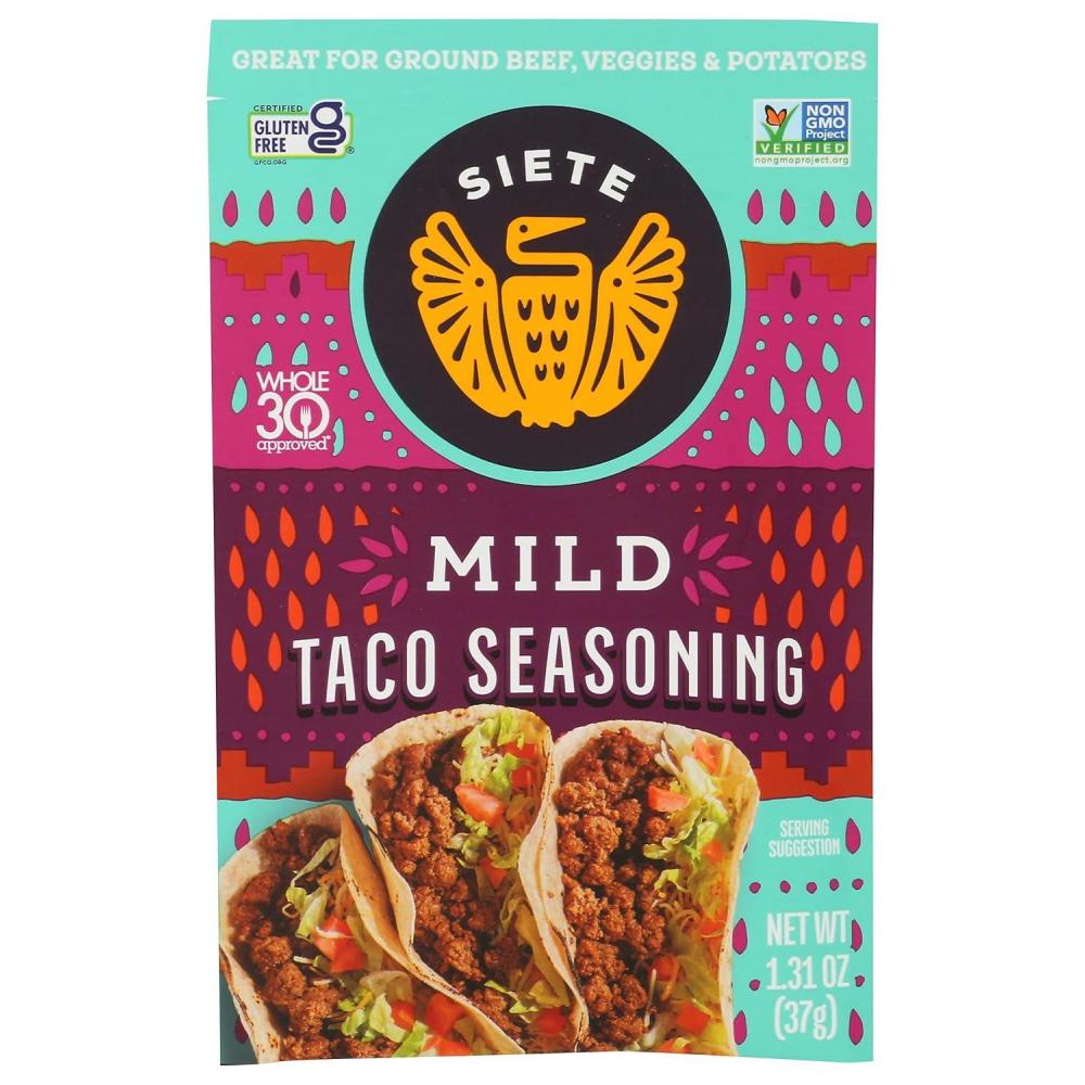 image:imageSiete Spicy Taco Seasoning Mix  Gluten Free  Vegan  Paleo  Preservative Free  Whole 30 Approved 6 Packets 42 ServingsMild  1 Pack