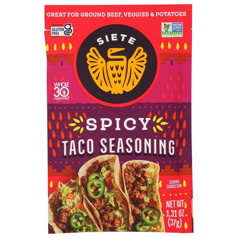 image:imageSiete Spicy Taco Seasoning Mix  Gluten Free  Vegan  Paleo  Preservative Free  Whole 30 Approved 6 Packets 42 ServingsSpicy  1 Pack