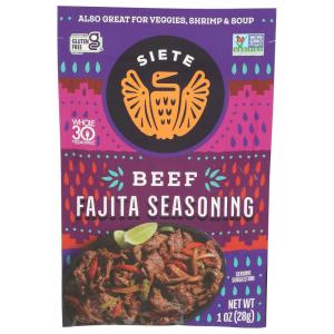 Siete Beef Fajita Seasoning Mix | Seasoning for Beef, Shrimp, and Veggies | Gluten Free | Vegan | Non GMO | Whole30 Approved | 1 Packet (7 Servings)