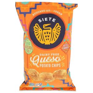 Siete Grain Free Potato Chips – Kettle Cooked | Gluten Free Chips | Vegan Snacks | Non GMO | Chipotle BBQ, 5.5 Ounce (Pack of 6)(Queso)