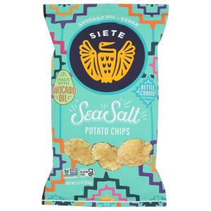 Siete Grain Free Potato Chips – Kettle Cooked | Gluten Free Chips | Vegan Snacks | Non GMO | Chipotle BBQ, 5.5 Ounce (Pack of 6)(Sea Salt)