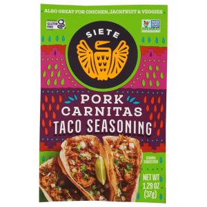Siete Spicy Taco Seasoning Mix | Gluten Free | Vegan | Paleo | Preservative Free | Whole 30 Approved (6 Packets) 42 Servings(Carnitas  1 Pack)