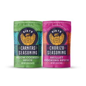 Siete Spicy Taco Seasoning Mix | Gluten Free | Vegan | Paleo | Preservative Free | Whole 30 Approved (6 Packets) 42 Servings(Carnitas + Chorizo  6 Pack)